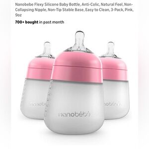 Nanobébé Pink Silicone Baby Bottles